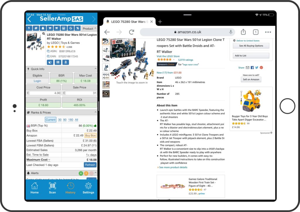 SAS Multi-tasking on tablets enables side by side view on tablet