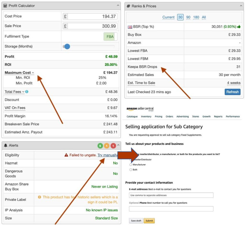 Ranks & Prices Keepa Drop, Manual Ungate & Max Cost Move