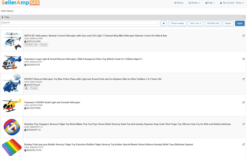 SAS Search History