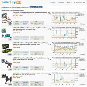 Keepa chart on search results page