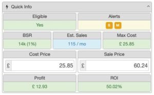 Quick Info Update: Alerts and Estimated Sales