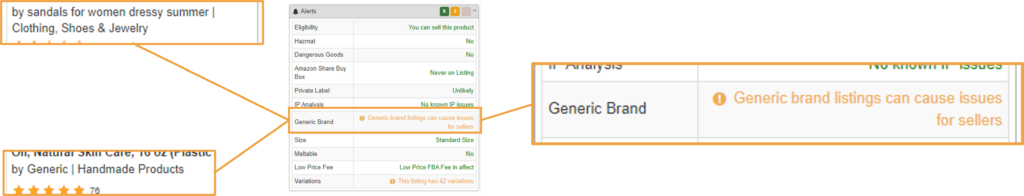 Generic and Unknown brands now called out in Alerts of SellerAmp SAS