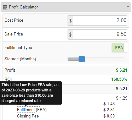 Low-Price FBA fees now available in SellerAmp SAS