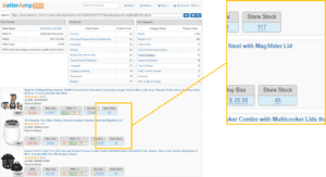 SellerAmp SAS Storefront Search with Stock levels