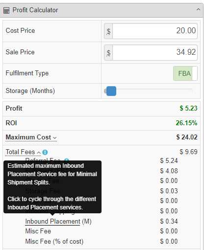 Inbound Placement Fee calculation for US market