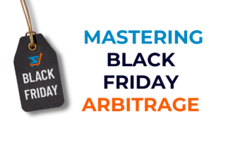 Image of a sales tag with "Black Friday" written on it and the SellerAmp logo